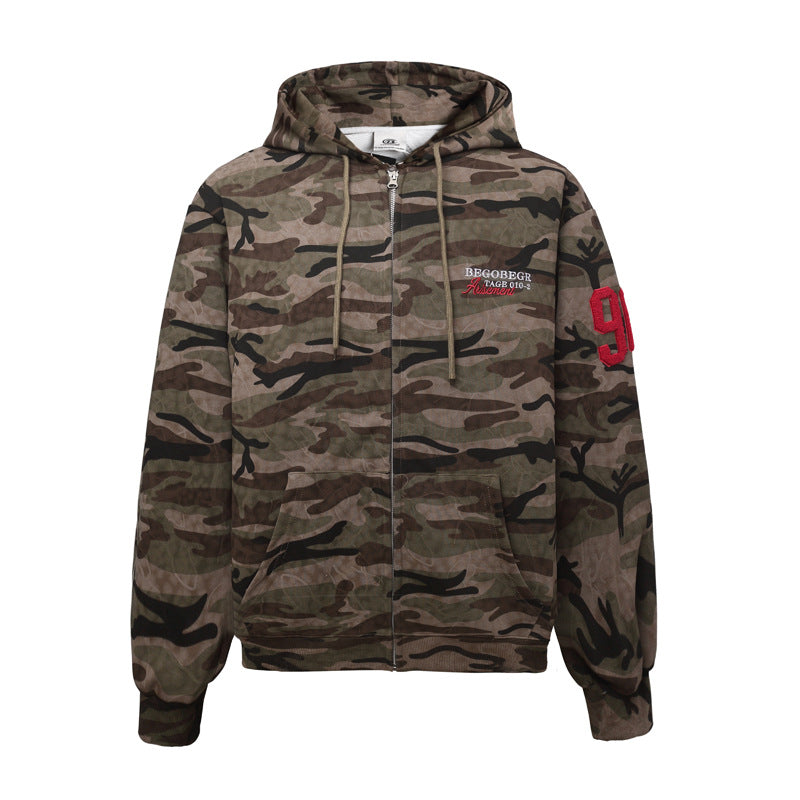 Embroidered cardigan sweatshirt