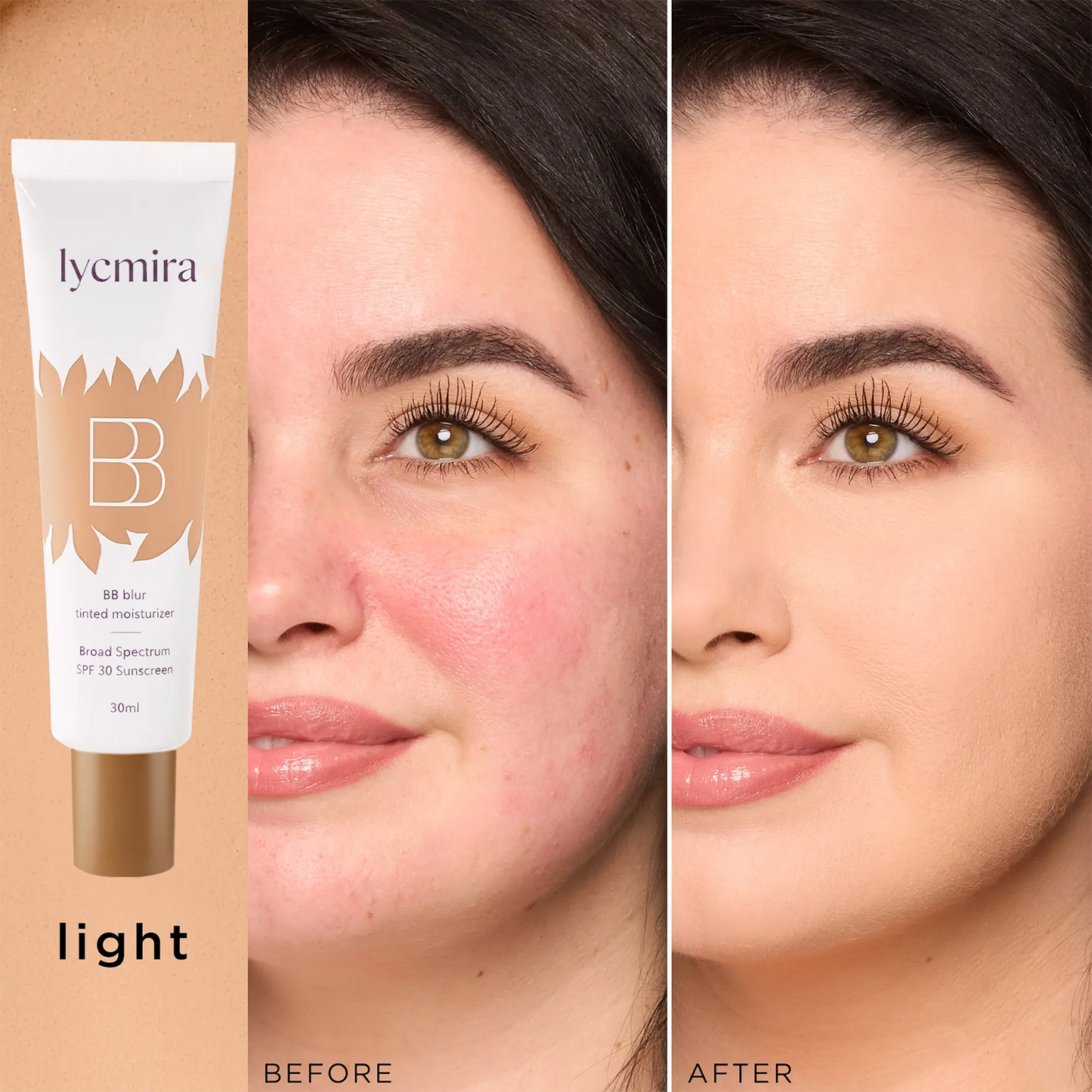 LYCMIRA BB Blur SPF 30: 2-in-1 Tint + Sunscreen | FREE Brush