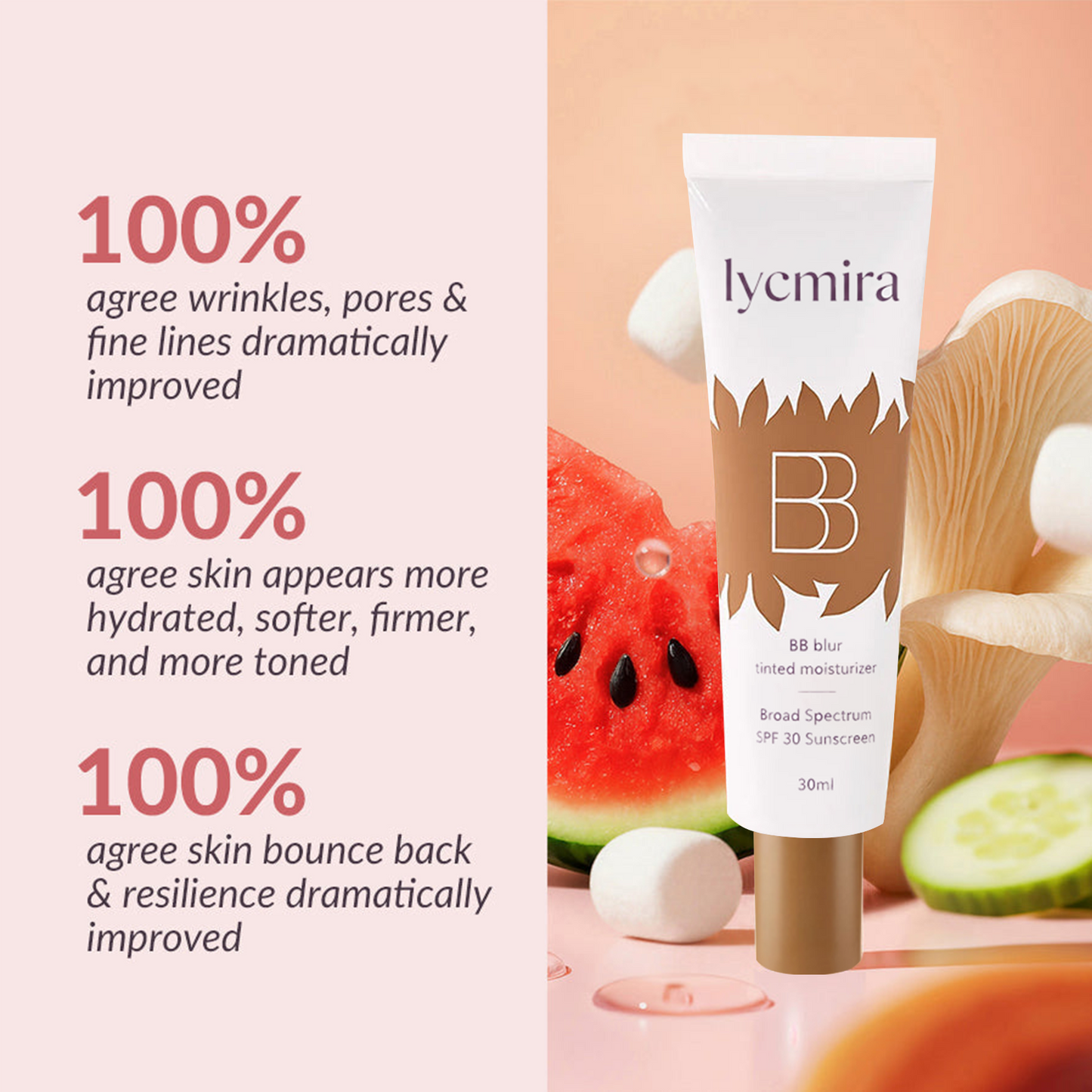 LYCMIRA BB Blur SPF 30: 2-in-1 Tint + Sunscreen | FREE Brush