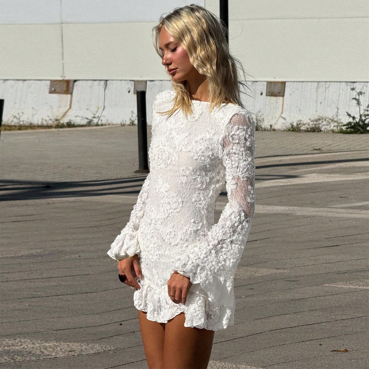 Slim fit backless jacquard dress for women