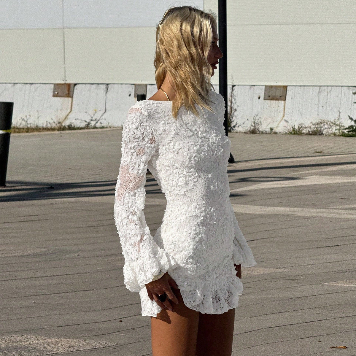 Slim fit backless jacquard dress for women